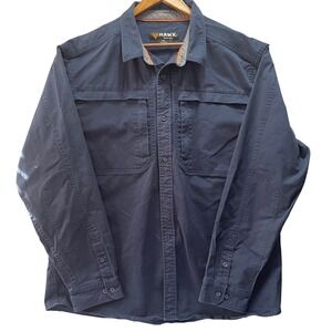 Hawx Work Gear Shirt Mens 2XL Navy Blue Long Sleeve Button Down Workwear Outdoor